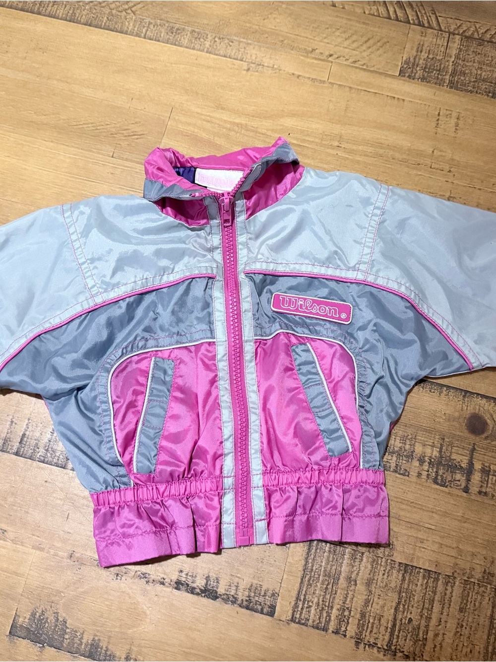 Wilson Pink & Gray Colorblock Kids Windbreaker Jacket